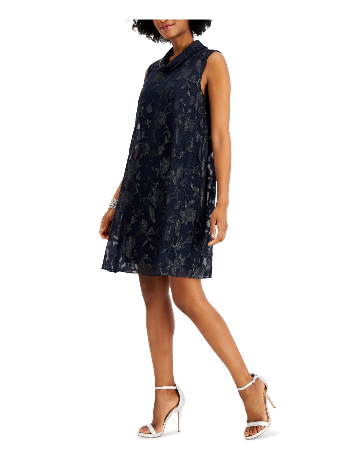 CONNECTED APPAREL Womens Sleeveless Above The Knee Cocktail Shift Dress
