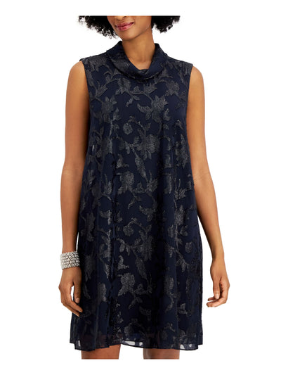 CONNECTED APPAREL Womens Navy Floral Sleeveless Above The Knee Cocktail Shift Dress 10