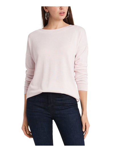 1. STATE Womens Stretch Ribbed Back Crisscross Long Sleeve Crew Neck Sweater