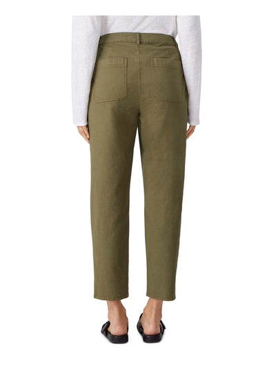 EILEEN FISHER Womens Green Zippered Pocketed Tapered Ankle Pants 10