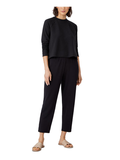 EILEEN FISHER Womens Black Stretch Crew Neck Top M