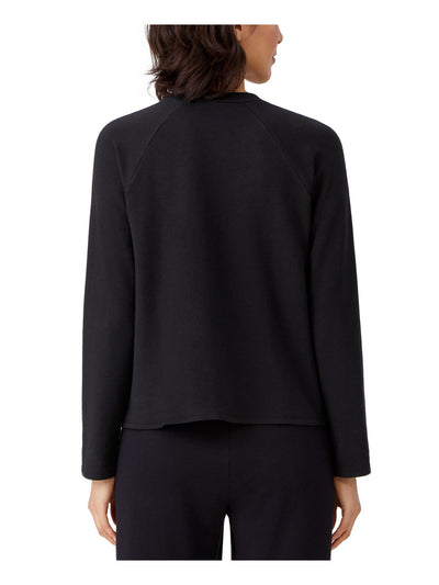 EILEEN FISHER Womens Black Stretch Crew Neck Top M