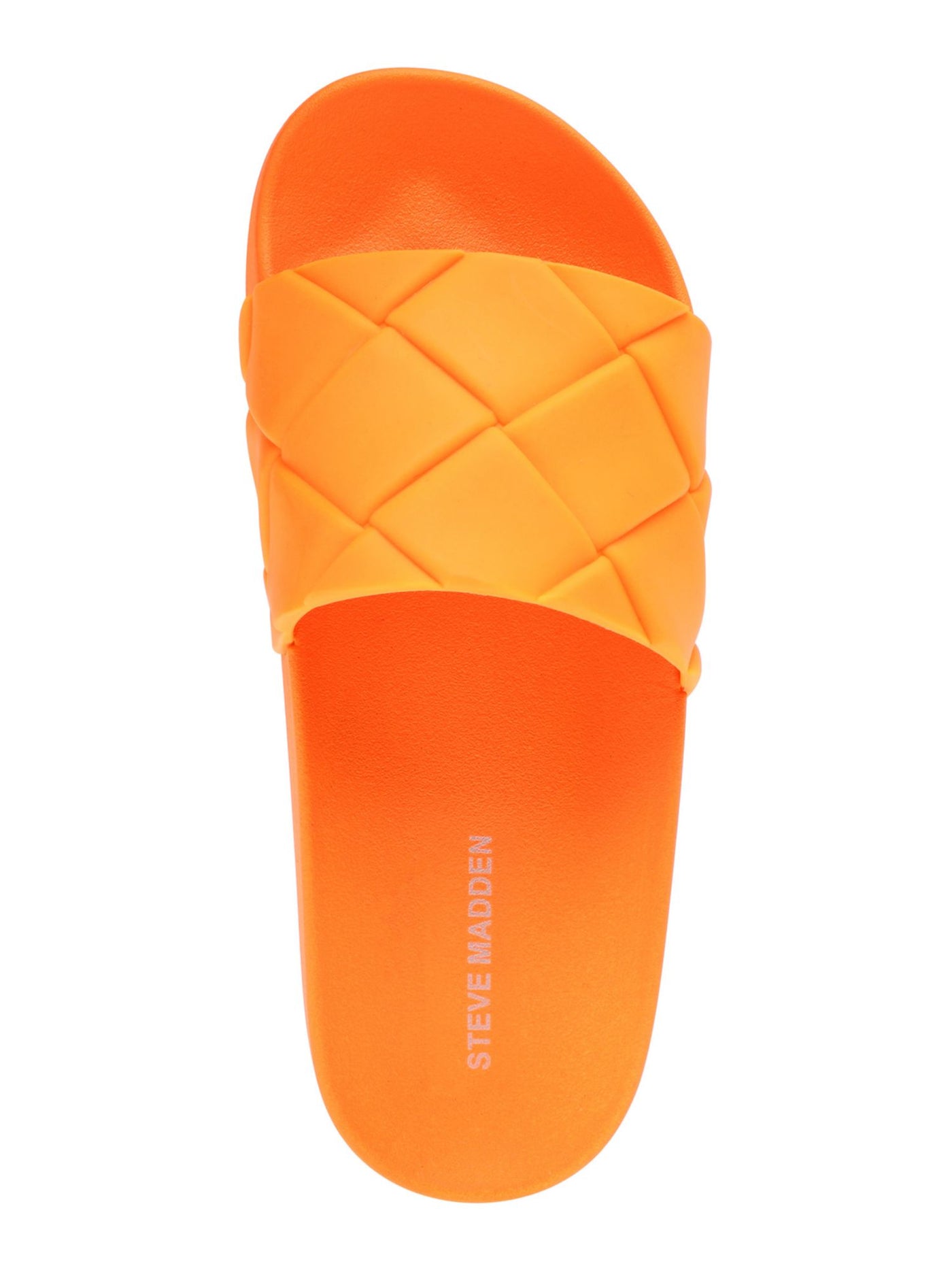 STEVE MADDEN Womens Orange Quilted Sporty Pool Slides Woven Soulful Round Toe Platform Slip On Slide Sandals 6