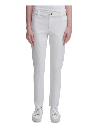 CALVIN KLEIN Womens White Stretch Zippered Pocketed Mid-rise Faux Front Pockets Skinny Pants 14