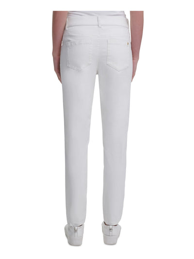 CALVIN KLEIN Womens White Stretch Zippered Pocketed Mid-rise Faux Front Pockets Skinny Pants 6