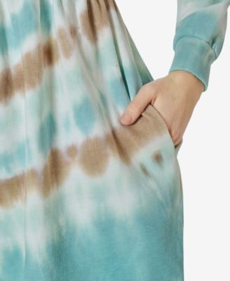 ULTRA FLIRT Womens Light Blue Tie Dye Long Sleeve Mock Neck Short Shift Dress L