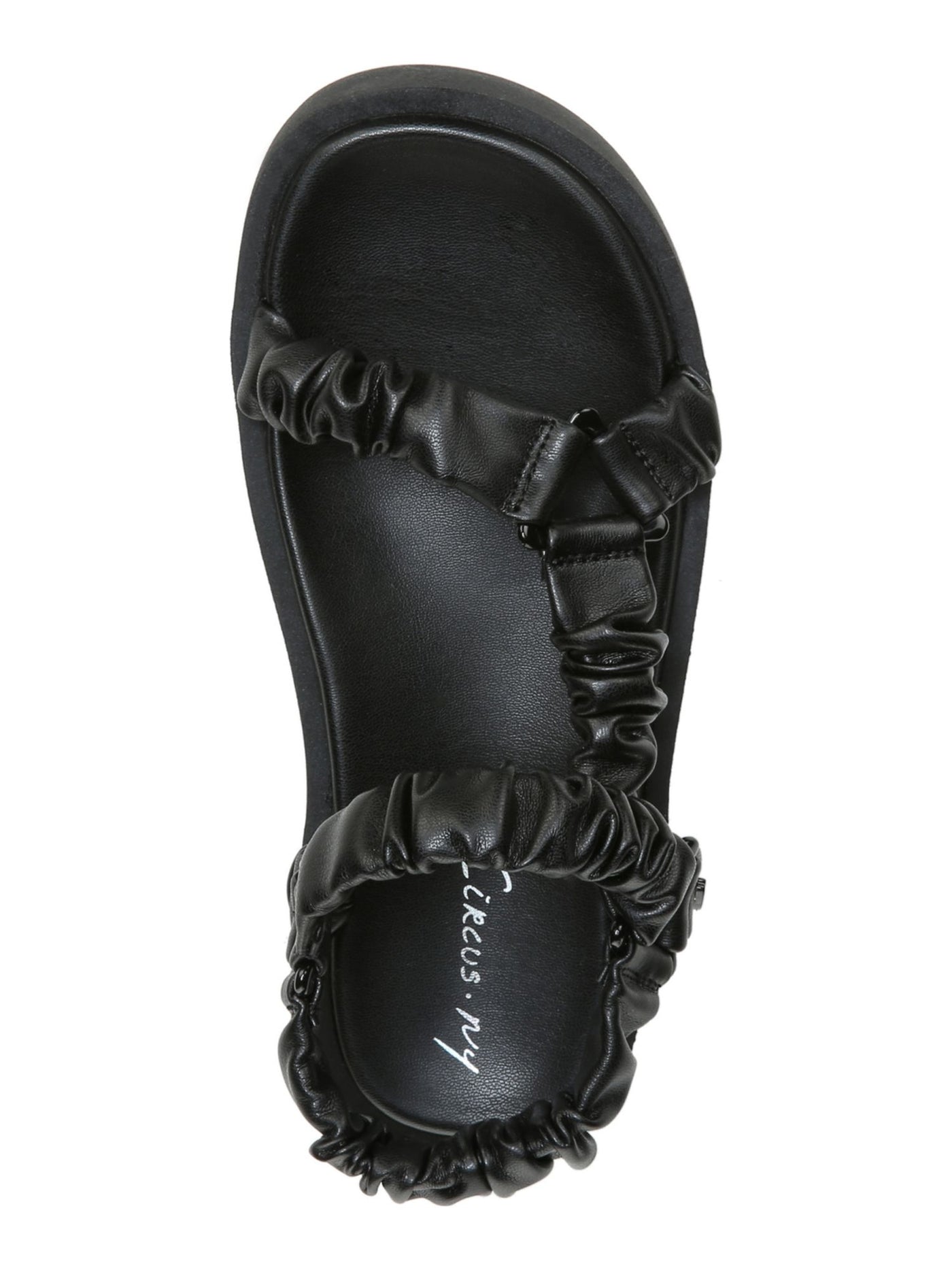 CIRCUS BY SAM EDELMAN Womens Black Ruched Straps 1-1/2" Platform Cushioned Harlene Almond Toe Slip On Sandals Shoes 6.5 M