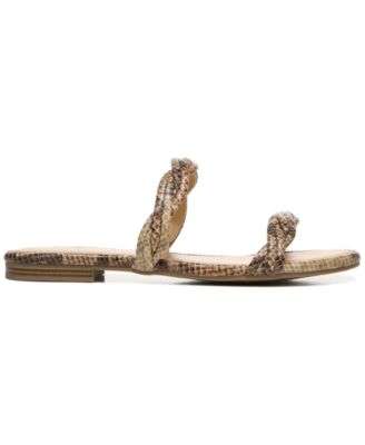 CIRCUS BY SAM EDELMAN Womens Brown Snake Print Twisted Straps Cushioned Comfort Cybil Round Toe Slip On Sandals 6.5 M