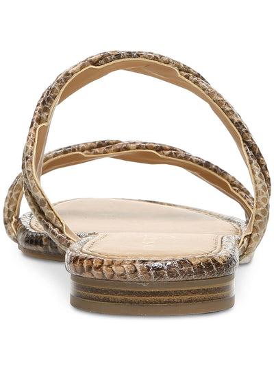 CIRCUS BY SAM EDELMAN Womens Beige Snake Print Braided Cushioned Cybil Round Toe Block Heel Slide Sandals 7.5 M