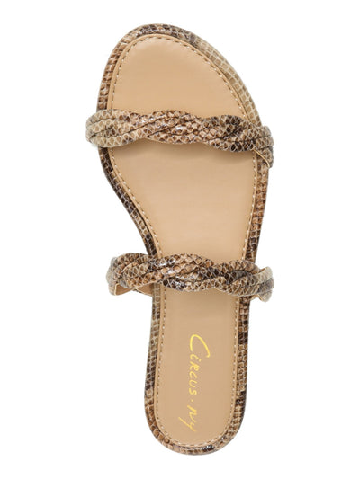 CIRCUS BY SAM EDELMAN Womens Beige Snake Print Braided Cushioned Cybil Round Toe Block Heel Slide Sandals 7.5 M