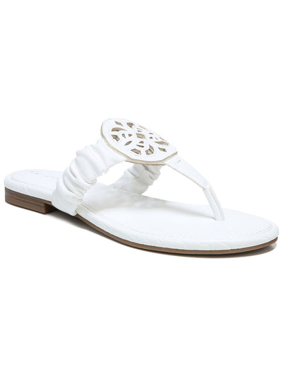 CIRCUS BY SAM EDELMAN Womens White Laser Cut Medallion Ruched Cushioned Camara Slip On Thong Sandals 7 M