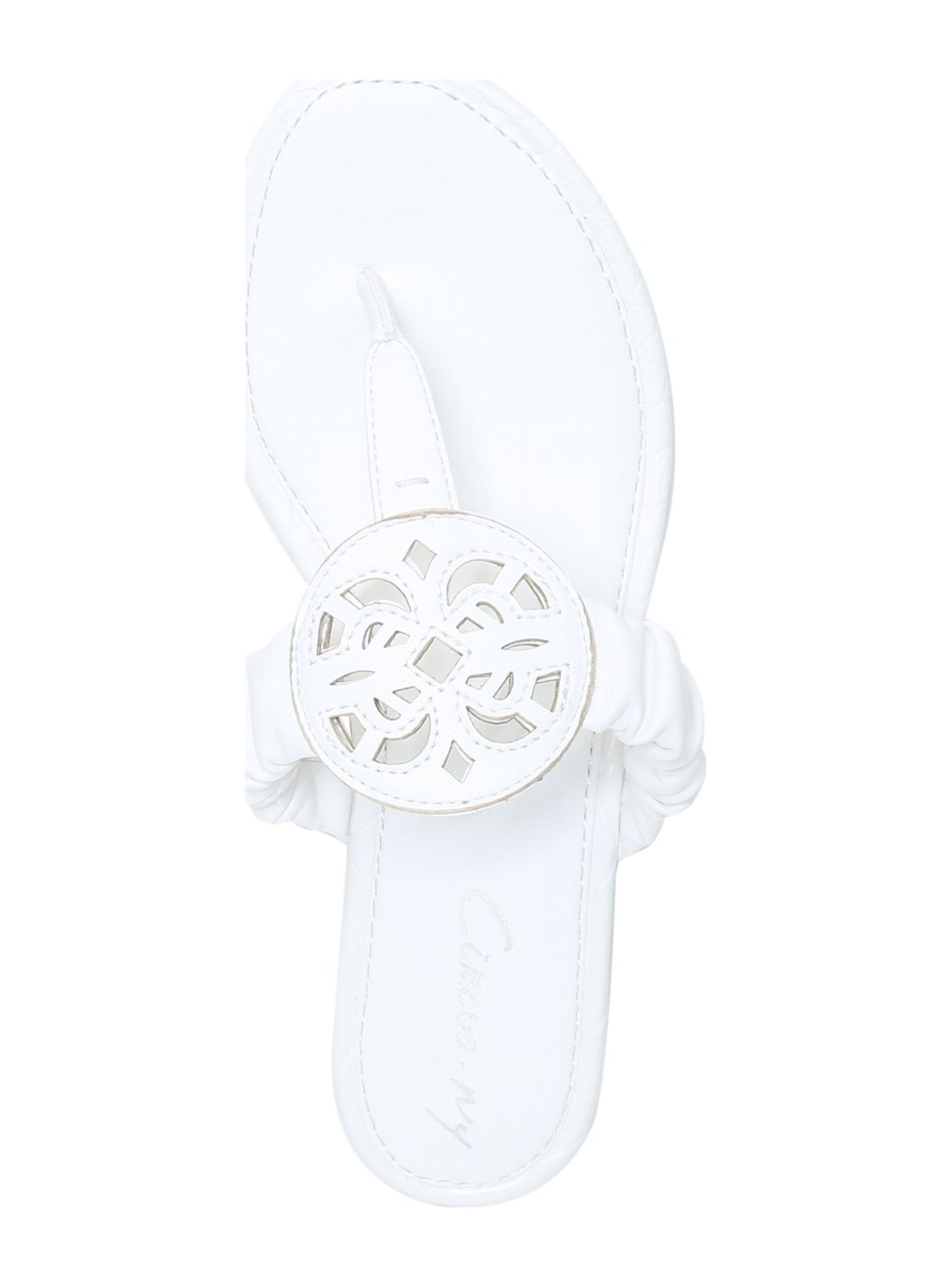 CIRCUS BY SAM EDELMAN Womens White Laser Cut Medallion Ruched Cushioned Camara Slip On Thong Sandals 7 M