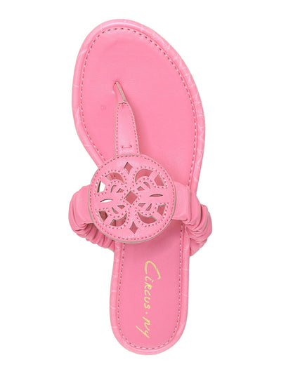 CIRCUS BY SAM EDELMAN Womens Pink Ruched Cushioned Camara Round Toe Slip On Thong Sandals 6.5 M