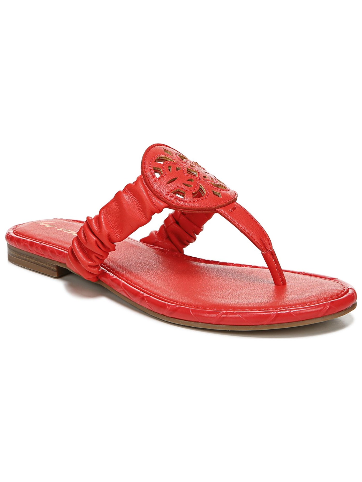 CIRCUS BY SAM EDELMAN Womens Red Ruched Cushioned Camara Round Toe Slip On Thong Sandals 9.5 M