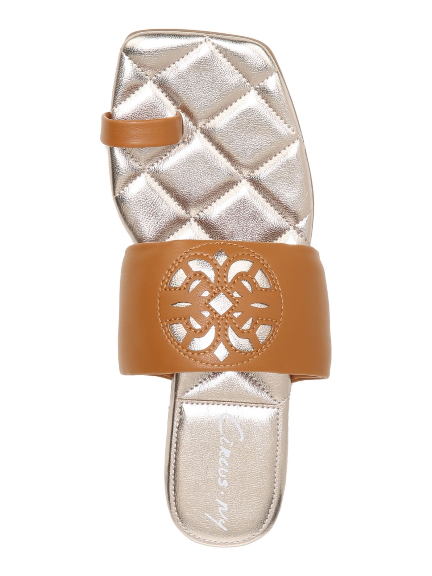 CIRCUS BY SAM EDELMAN Womens Brown Cutout Strap Detail Toe Loop Quilted Comfort Astrid Square Toe Slip On Slide Sandals 9 M