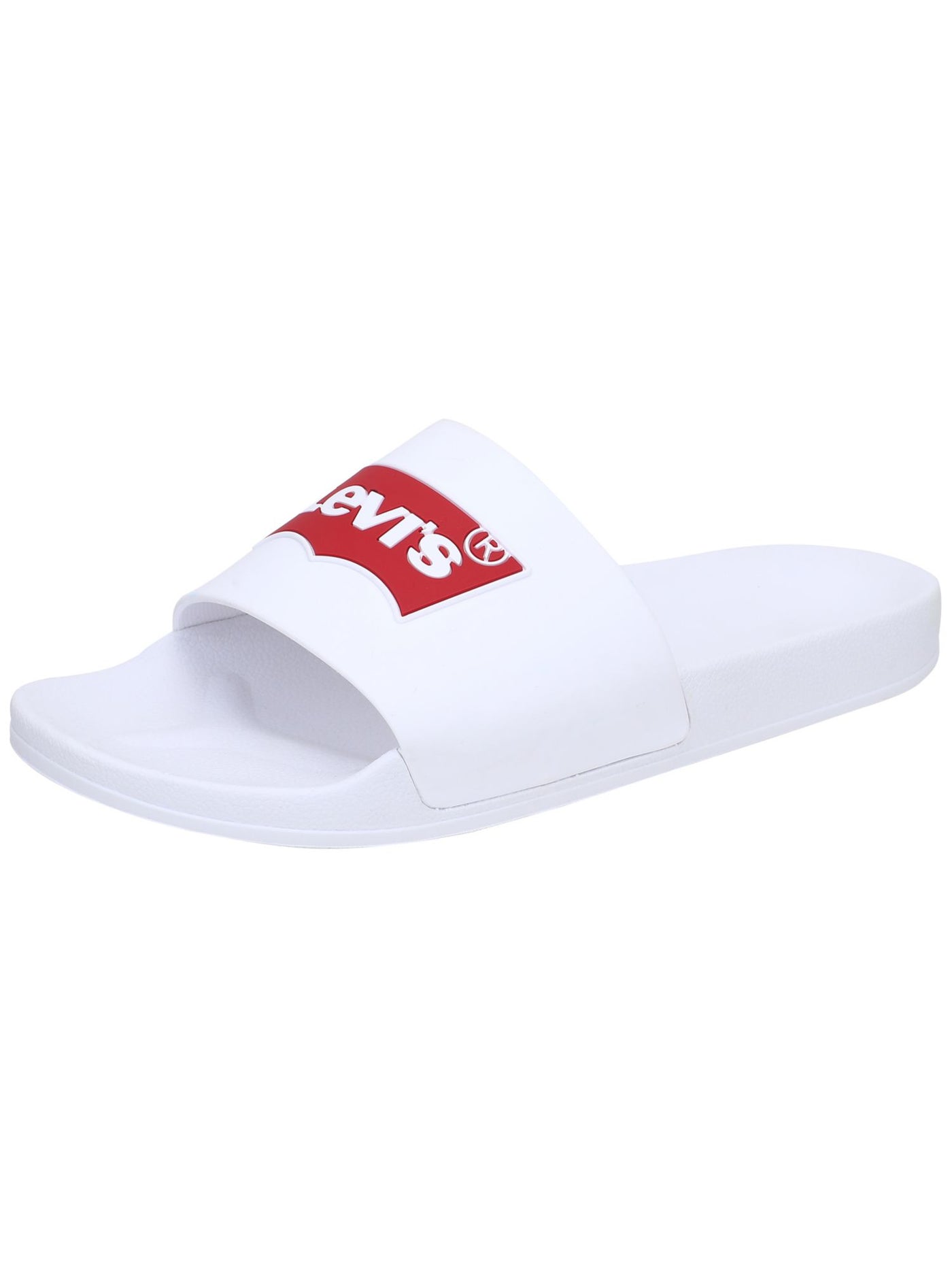 LEVI'S Mens White Batwing-logo Open Toe Slip On Slide Sandals Shoes 9