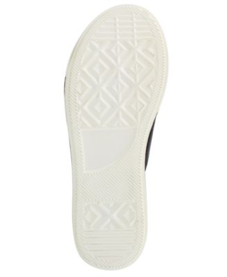 XOXO Womens Black Crisscross Straps Stripe Heel Detail1" Platform Side Gore Cushioned Oleen Round Toe Wedge Slip On Slide Sandals Shoes M