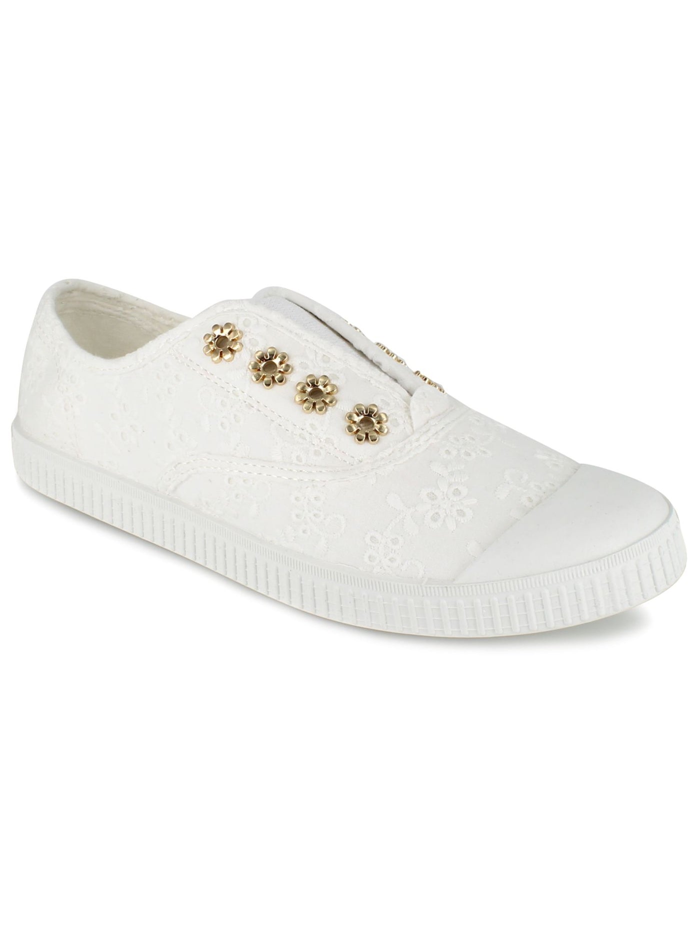 XOXO Womens White Goring Eyelet Cushioned Azie Cap Toe Slip On Sneakers Shoes 11 M