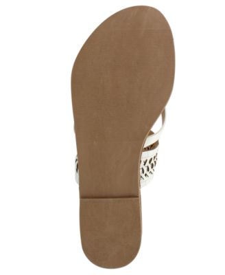 XOXO Womens White Woven Metallic Robby Open Toe Slip On Thong Sandals Shoes