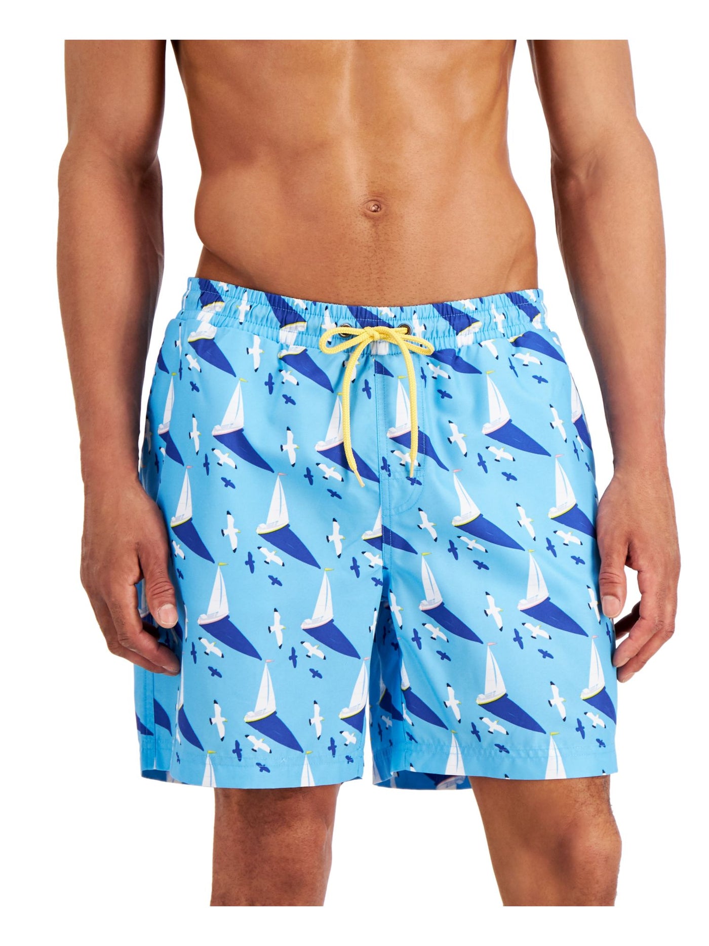 CLUBROOM Mens Light Blue Printed Classic Fit Quick-Dry Athletic Shorts XXL