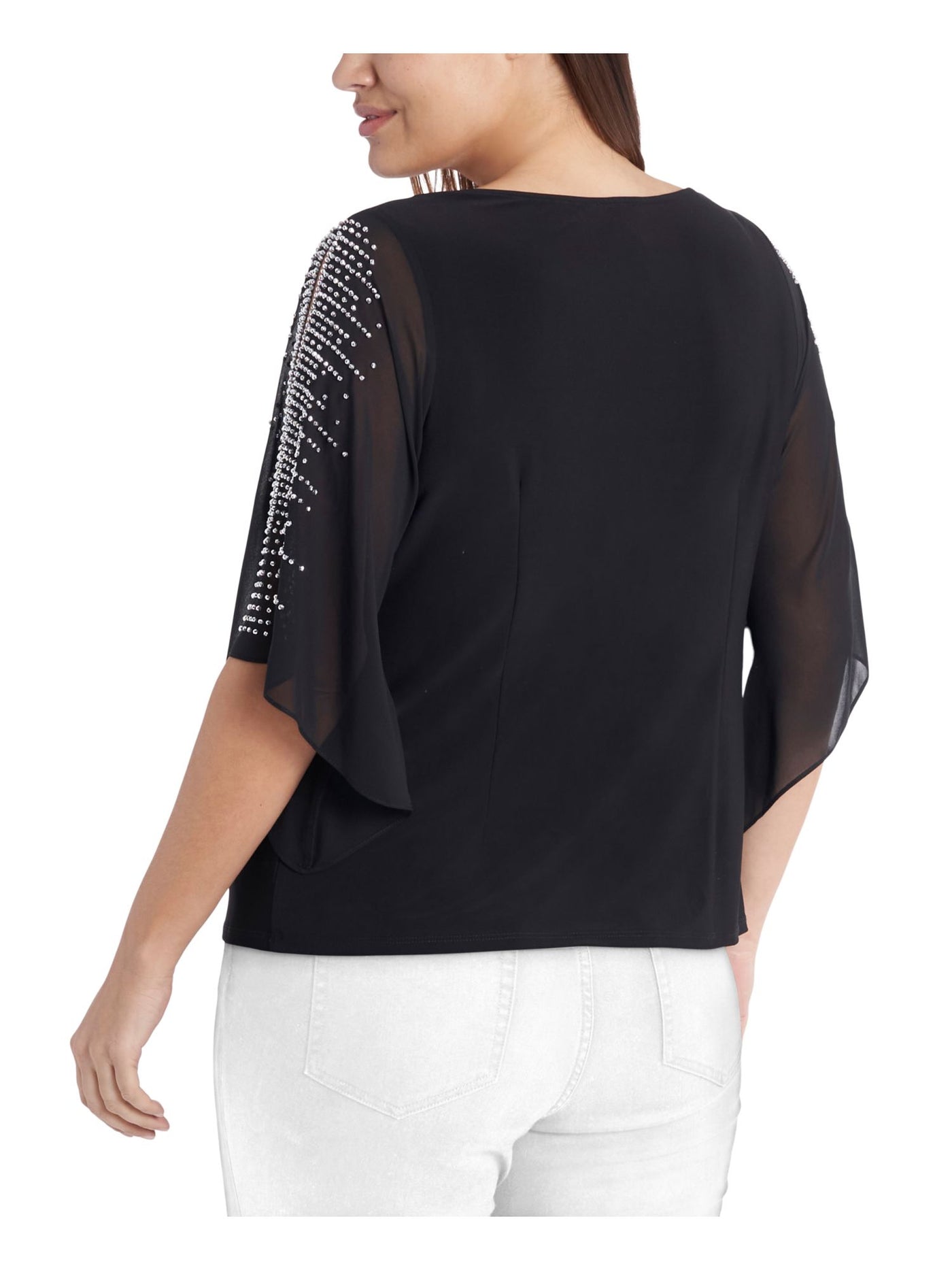 MSK WOMEN Womens Black Party Top Plus 1X