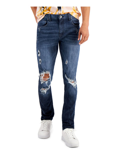 INC Mens Blue Flat Front, Skinny Fit Denim Jeans 34W/ 32L