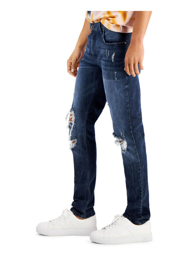 INC Mens Navy Flat Front, Skinny Fit Denim Jeans W40/ L32