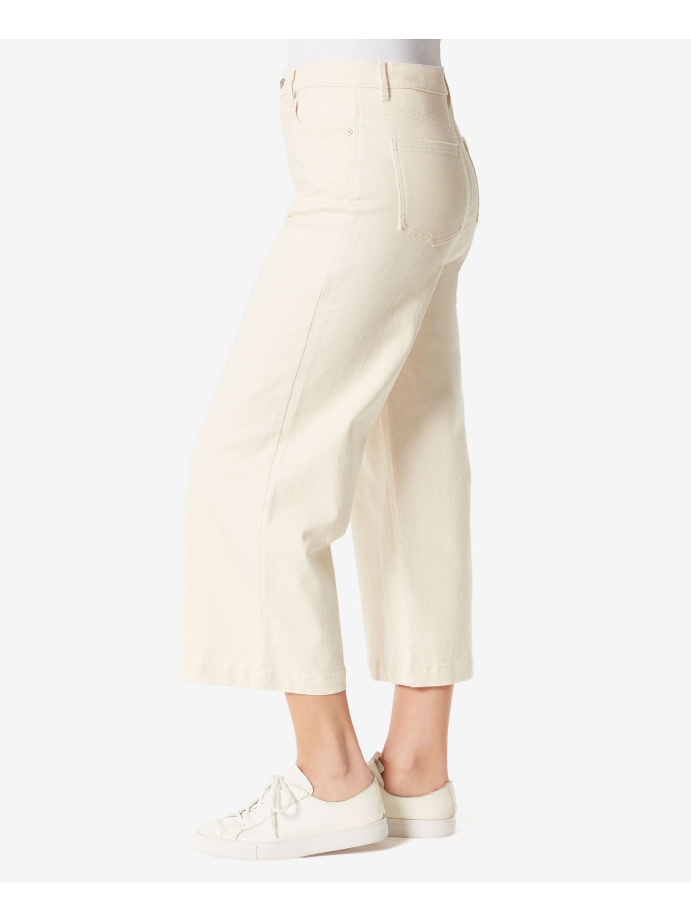 GLORIA VANDERBILT Womens Beige Stretch Zippered Pocketed Wide Leg Crop High Waist Jeans 4