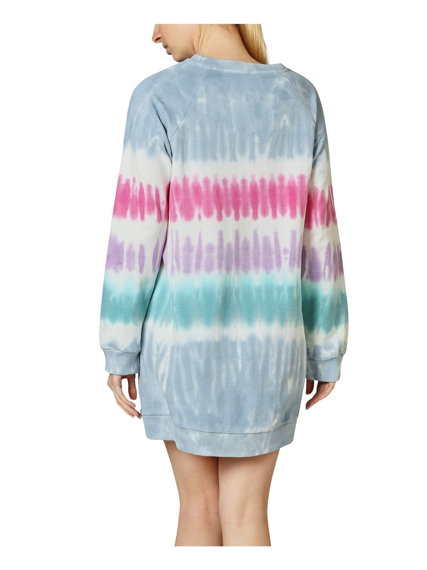 ULTRA FLIRT Womens Blue Tie Dye Long Sleeve Crew Neck Short Shift Dress XL