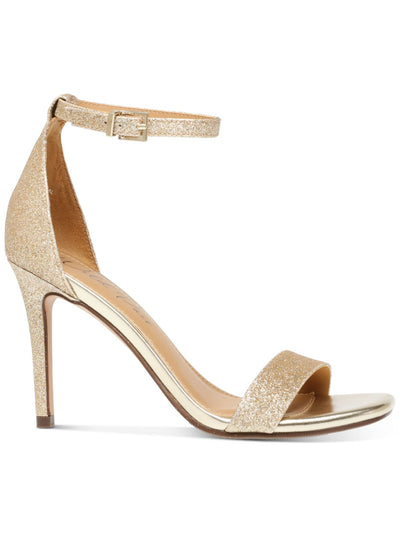 WILD PAIR Womens Gold Glitter Metallic Ankle Strap Cushioned Breathable Slip Resistant Bethie Square Toe Stiletto Buckle Dress Sandals Shoes 11 M