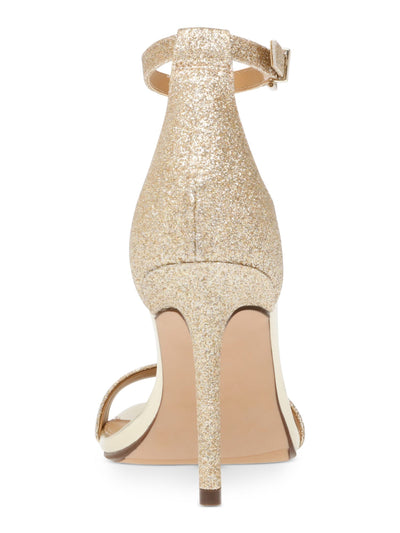 WILD PAIR Womens Gold Glitter Metallic Ankle Strap Cushioned Breathable Slip Resistant Bethie Square Toe Stiletto Buckle Dress Sandals Shoes 11 M