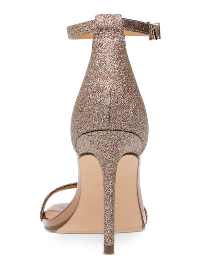 WILD PAIR Womens Pink Rainbow Glitter Breathable Slip Resistant Bethie Square Toe Stiletto Buckle Dress Sandals Shoes 5.5 M