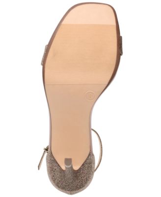 WILD PAIR Womens Pink Rainbow Glitter Breathable Slip Resistant Bethie Square Toe Stiletto Buckle Dress Sandals Shoes M