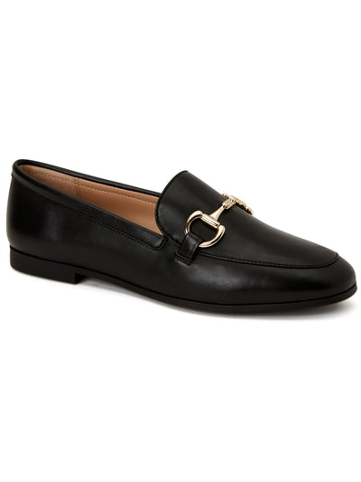 ALFANI Womens Black Bit Hardware Notched Flexible Cushioned Gayle Round Toe Slip On Leather Dress Loafers Shoes 9.5 M