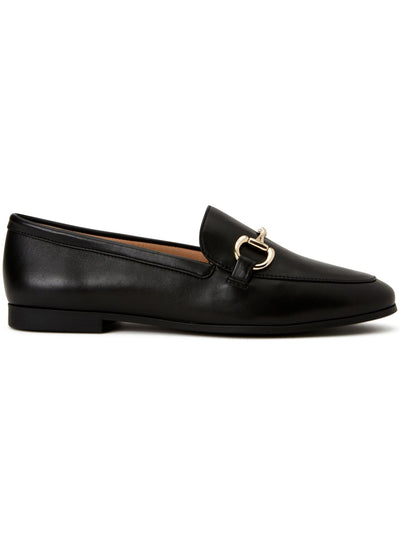 ALFANI Womens Black Bit Hardware Notched Flexible Cushioned Gayle Round Toe Slip On Leather Dress Loafers Shoes 9.5 M
