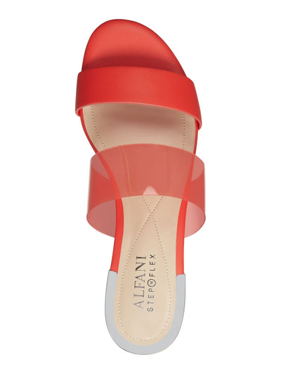 ALFANI Womens Red Step N Flex Technology Vinyl Upper Strap Cushioned Tilley Round Toe Wedge Slip On Leather Slide Sandals Shoes 9 M