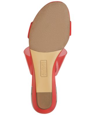 ALFANI Womens Red Step N Flex Technology Vinyl Upper Strap Cushioned Tilley Round Toe Wedge Slip On Leather Slide Sandals Shoes M