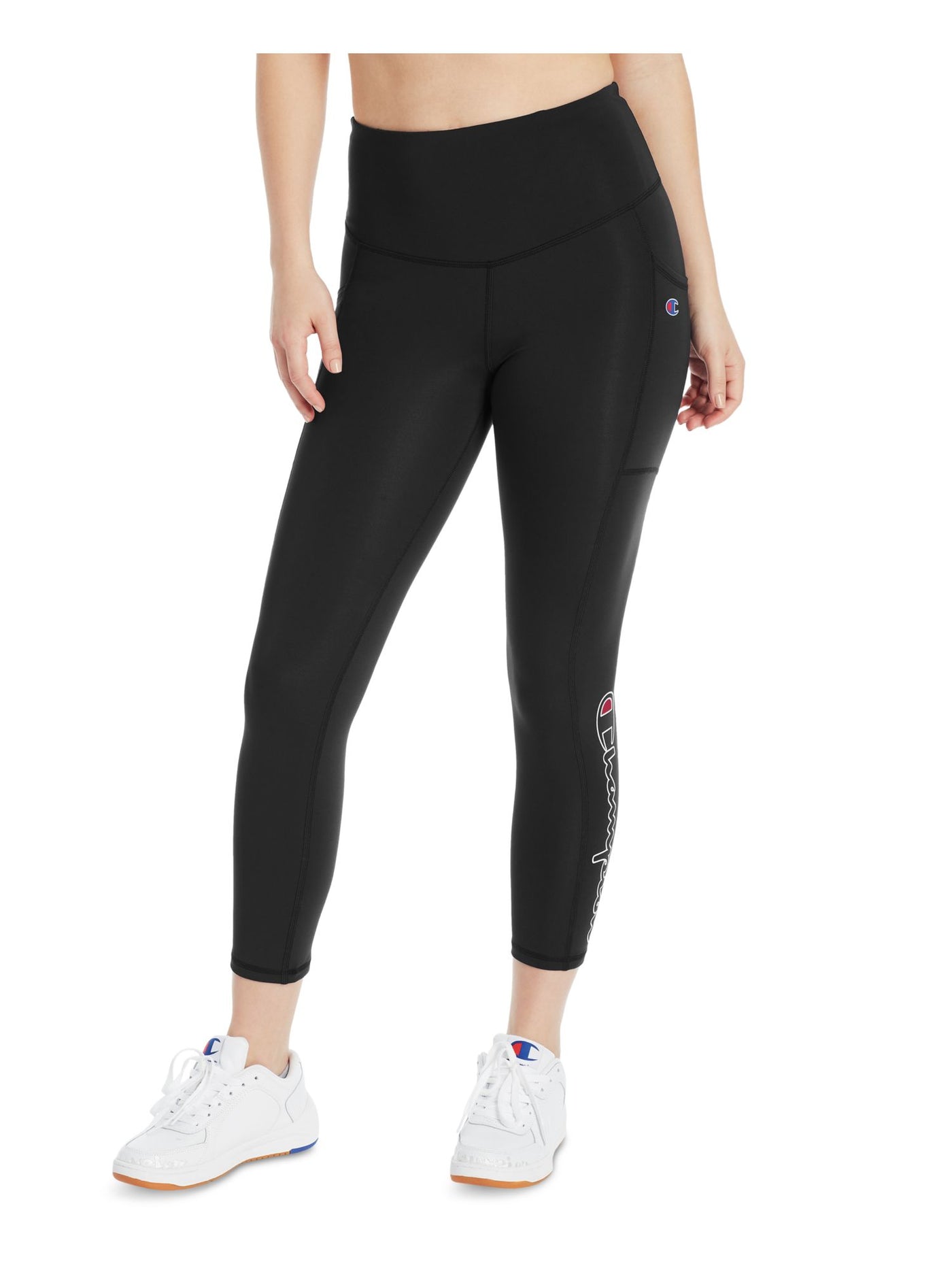 CHAMPION Womens Black Moisture Wicking Pocketed Fitted Compression Color Block High Waist Leggings XS