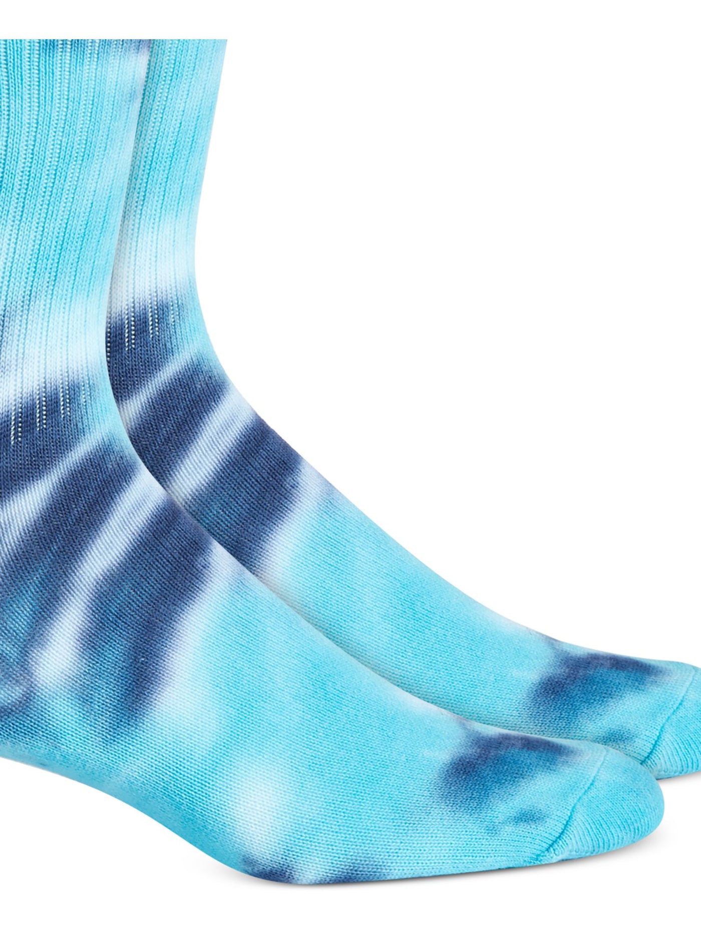 SUN STONE Mens Blue Tie Dye Logo Stretch Ribbed Casual Crew Socks 7-12