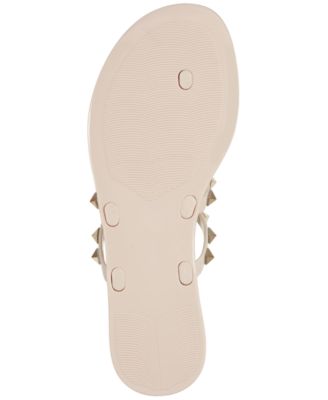 INC Womens Beige Studded Strappy Ellie Round Toe Slip On Thong Sandals Shoes M