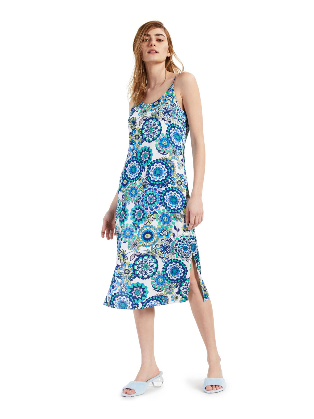 BAR III DRESSES Womens Slitted Floral Spaghetti Strap Scoop Neck Below   Bobbi + Bricka