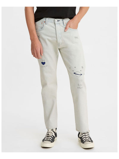 LEVI'S Mens Light Blue Printed Regular Fit Stretch Denim Jeans W32/ L29