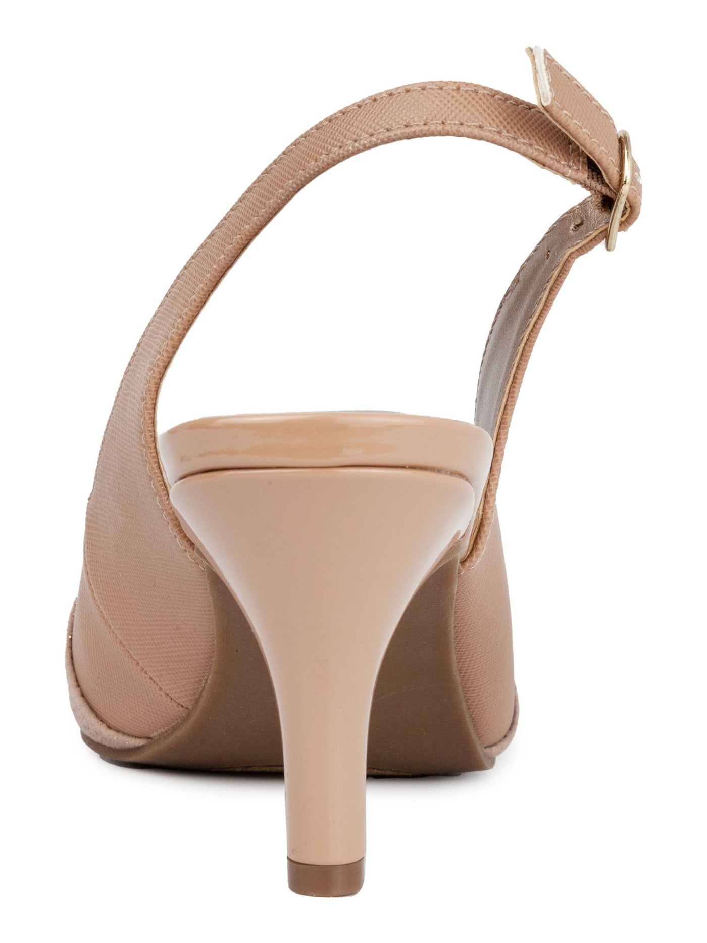 KAREN SCOTT Womens Beige Ring Hardware Cushioned Comfort Giselee Pointed Toe Stiletto Buckle Dress Slingback Sandal 7.5 W