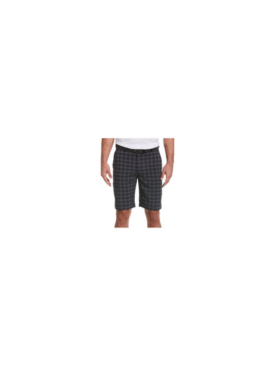 HYBRID APPAREL Mens Black Windowpane Plaid Stretch Shorts 30