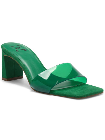 INC Womens Green Cushioned Slip Resistant Beyla Square Toe Block Heel Slip On Heeled Sandal 5 M