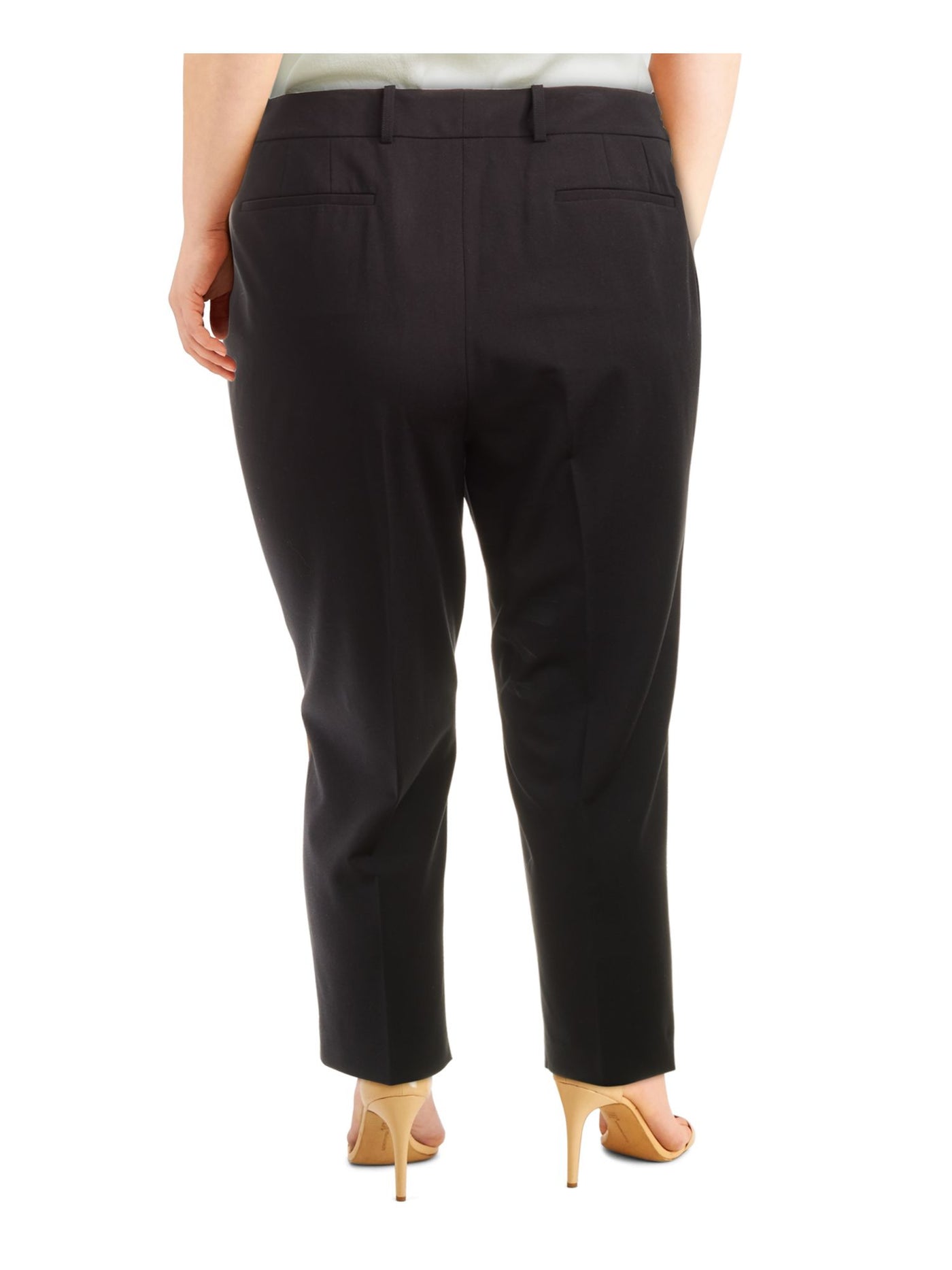 CALVIN KLEIN Womens Black Zippered Pocketed Cropped Wear To Work Straight leg Pants Plus 22W