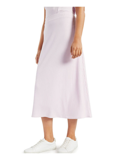 ALFANI Womens Purple Pleated Midi Skirt M