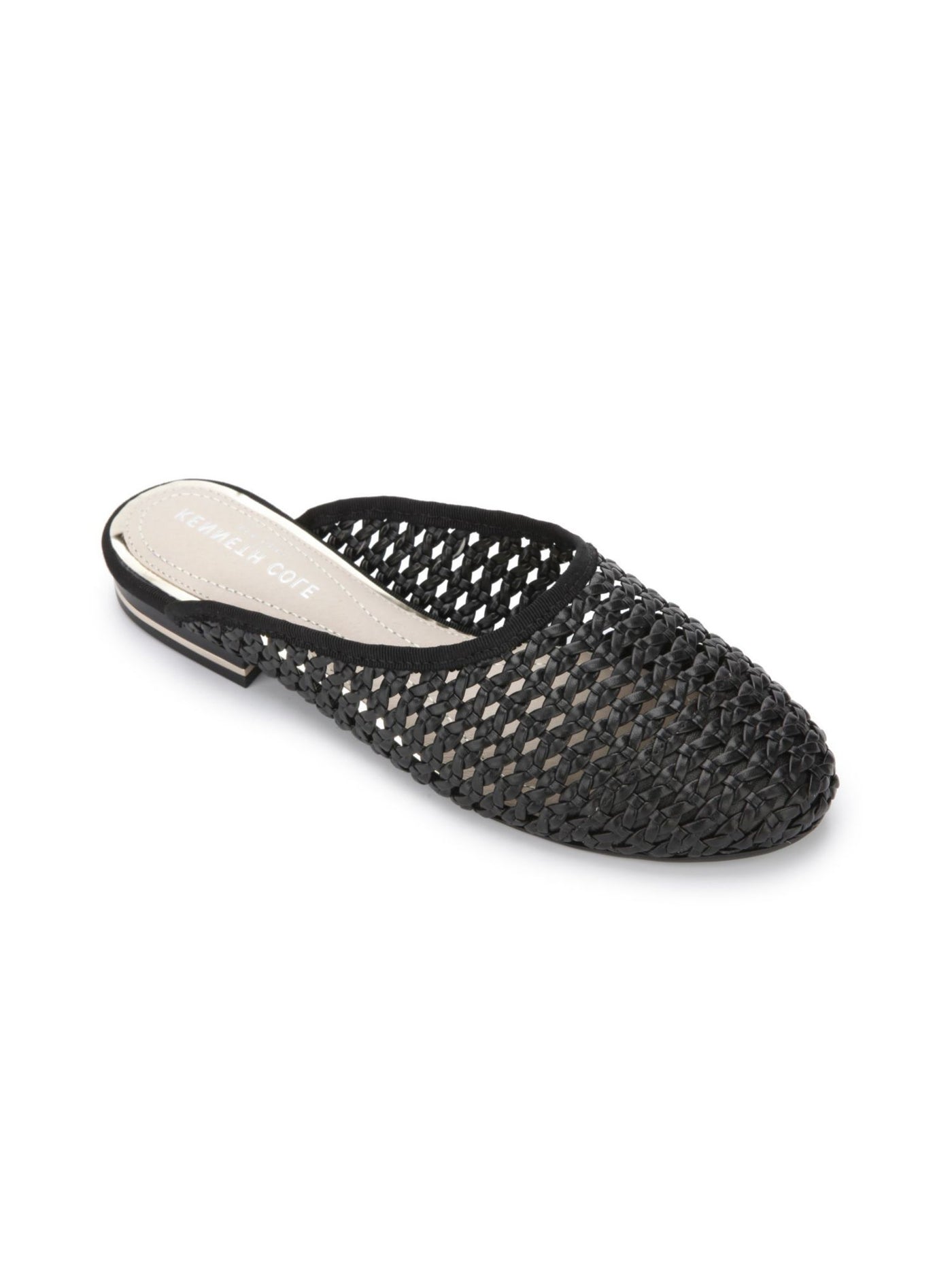 KENNETH COLE NEW YORK Womens Black Woven Cushioned Balance Round Toe Slip On Mules 8.5 M