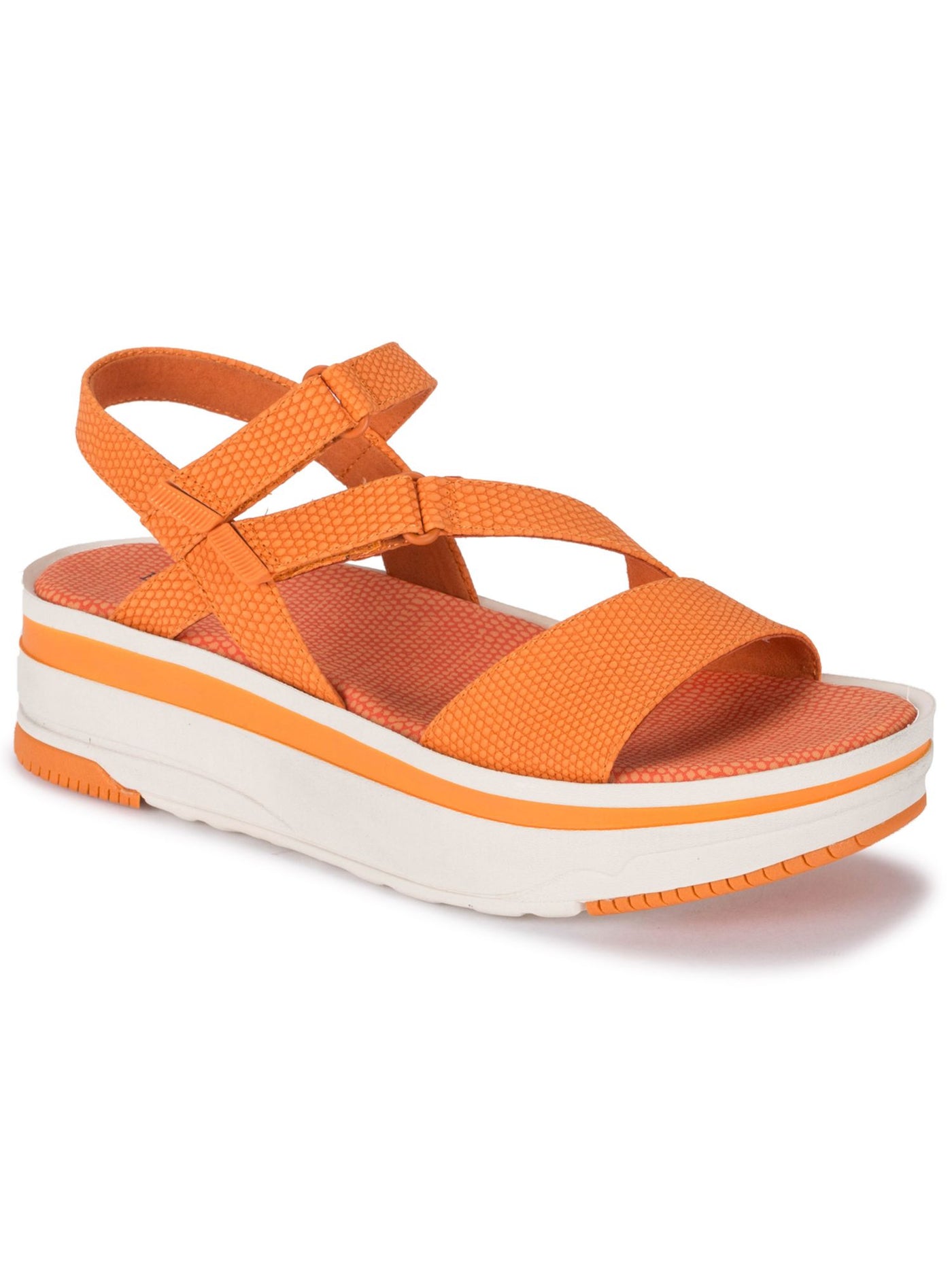 BARETRAPS Womens Orange 1.5 Platform Non-Slip Antimicrobial Strappy Comfort Malyka Round Toe Wedge Sandals 6.5 M