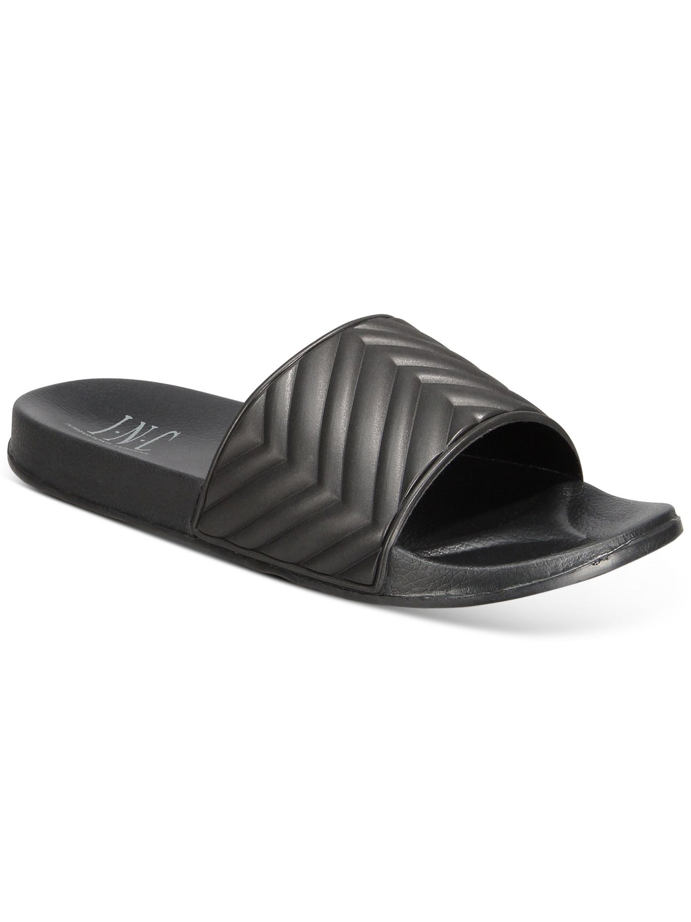 INC Mens Black Quilted Xander Open Toe Slip On Slide Sandals Shoes 9 M
